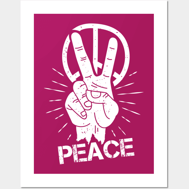 Peace Hand Fingers Wall Art by machmigo